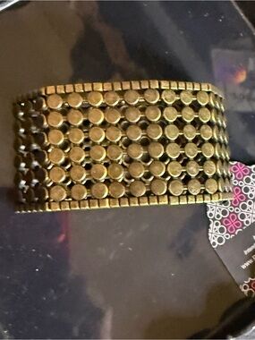 Brass Wide Dot-Pattern Bracelet